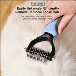 Pet Dematting Comb & Undercoat Rake for Dogs and Cats (Safe Double-Sided Deshedding Tool)