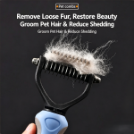 Pet Dematting Comb & Undercoat Rake for Dogs and Cats (Safe Double-Sided Deshedding Tool)
